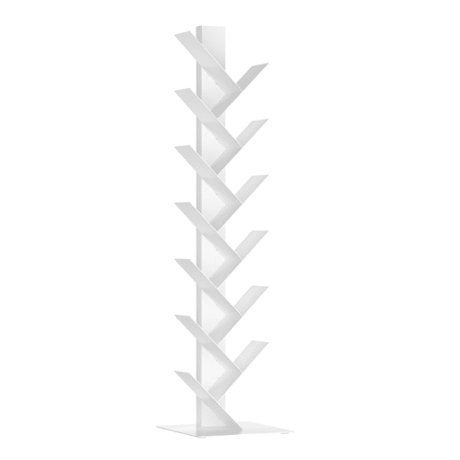 Estante para livros Eksjö forma de árvore aço 150x39x39 cm Branco en.casa