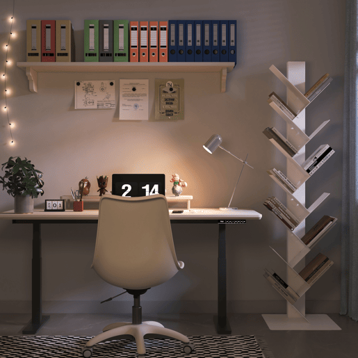 Estante para livros Eksjö forma de árvore aço 150x39x39 cm Branco en.casa