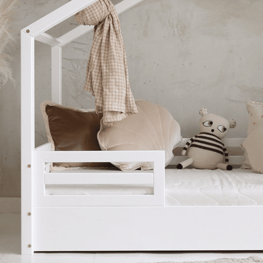 Cama cabana 90x200 barreiras e base incluída pés 1 cm Lucile Branco