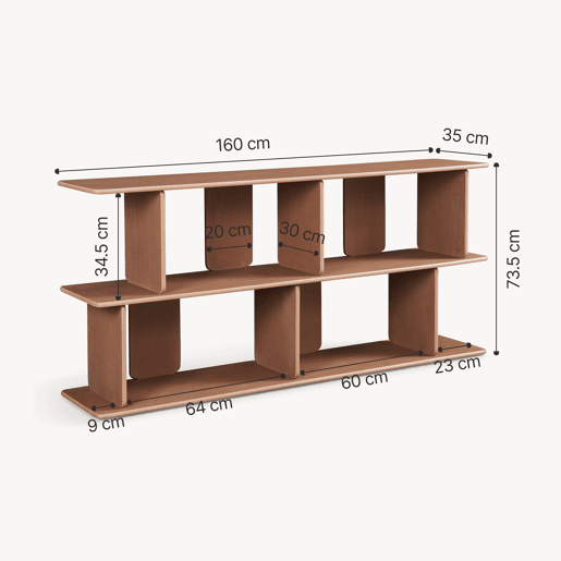 Librería Gäljami 4 compartimentos abiertos 160x35x74cm - Nogueira en.casa