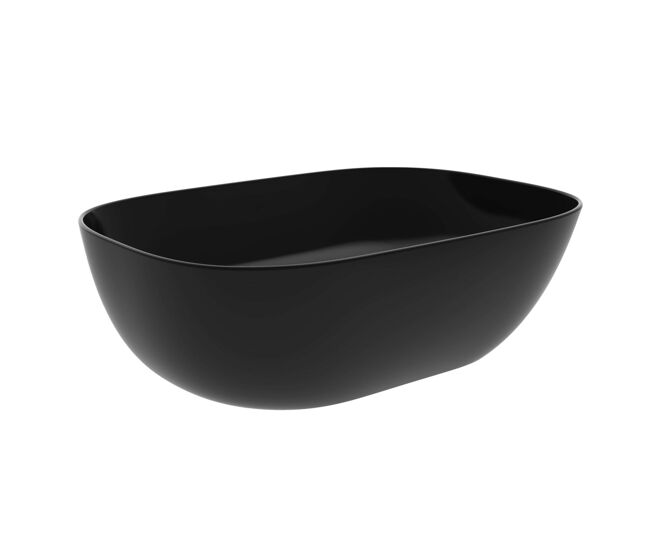 Lavabo rectangular redondeado cerámica 14x46x32 cm antares, lavabo baño sobre encimera negro
