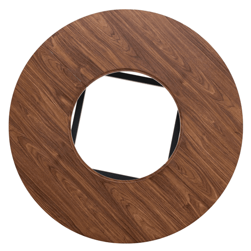 Mesa redonda de 100 cm - design minimalista com vidro e estrutura metálica - madeira castanha