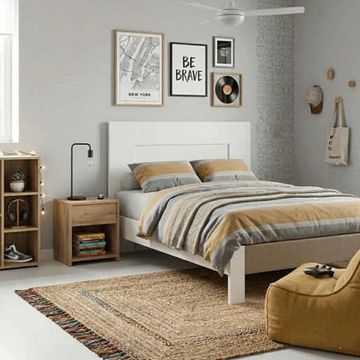 Cabeceira de cama Aroa de 100 cm, cabeceira para quarto, melamina branca fosca