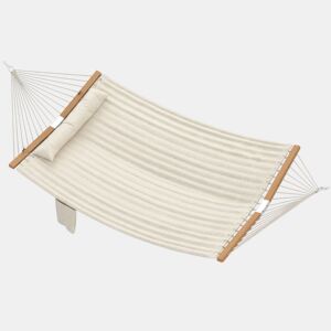 Outsunny Cama Rede Acolchoada Rede de Jardim Portátil com Almofada Ajustável Bolso para Revistas Barras Curvadas de Madeira Suporta até 200 kg para Pátio e Terraço 325x140 cm, Creme