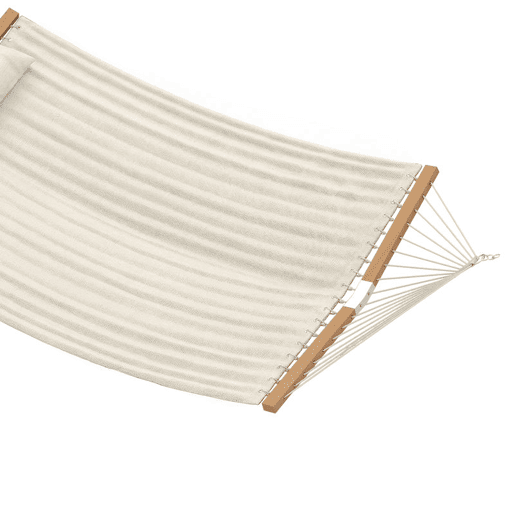 Outsunny Cama Rede Acolchoada Rede de Jardim Portátil com Almofada Ajustável Bolso para Revistas Barras Curvadas de Madeira Suporta até 200 kg para Pátio e Terraço 325x140 cm, Creme