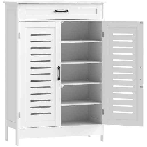 HOMCOM Sapateira Armário para Sapatos com Gaveta Portas de Grade Prateleiras Ajustáveis para 20 Pares de Sapatos Sapateira para Corredor Entrada 78x37x115,8 cm Branco
