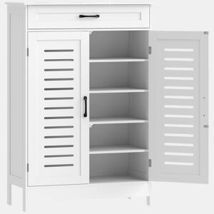 HOMCOM Sapateira Armário para Sapatos com Gaveta Portas de Grade Prateleiras Ajustáveis para 20 Pares de Sapatos Sapateira para Corredor Entrada 78x37x115,8 cm Branco