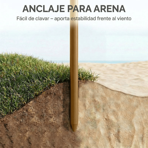 Outsunny Chapéu de Sol de Praia com Franjas de Palha Ø178 cm Chapéu de Sol com Inclinável Altura Ajustável UV50+ Bolsa de Transporte Ancoragem na Areia Castanho Claro