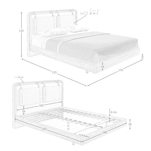 ANGEL CERDA Cama estofada com estrado multilâminas incluído