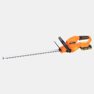 Outsunny Tesoura Cortador de Sebes Elétrico, Cortador de Sebes a Bateria 18V com Bateria de 2000mAh Lâmina de Dupla Ação de 51 cm Motor sem Escovas e Carregador para Sebes Relva, Laranja