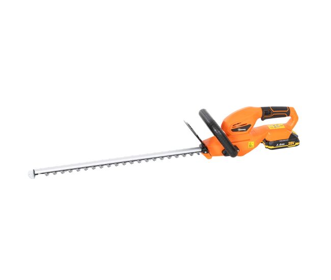 Outsunny tijeras cortasetos eléctrico, cortasetos batería 18v con batería de 2000mah, hoja de doble acción de 51 cm, motor sin escobillas y cargador para setos, césped, naranja