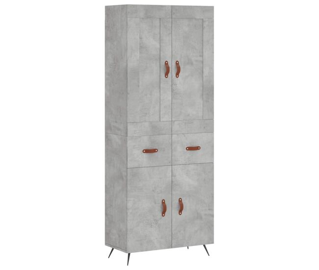 Aparador alto - mueble de almacenamiento madera contrachapada gris hormigón 69,5x34x180 cm es970
