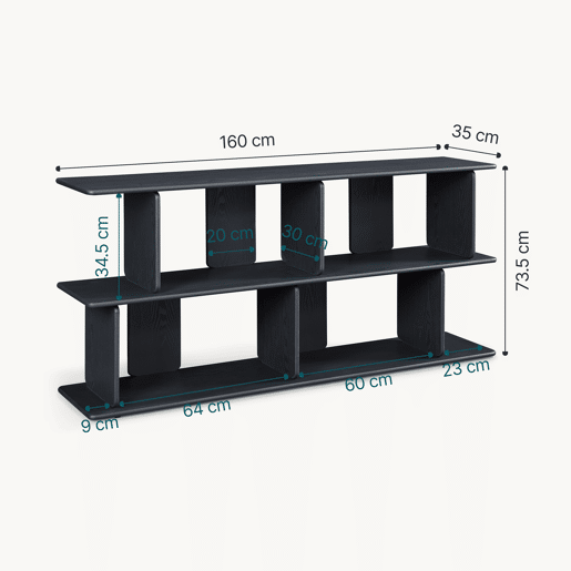 Librería Gäljami 4 compartimentos abiertos 160x35x74cm - Preto en.casa