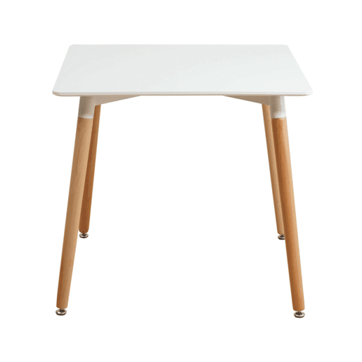 Mesa de cozinha fixa quadrada Copi, mesa de jantar para sala de estar, melamina branca fosca e carvalho 80x75x80 cm