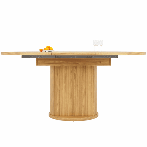 Mesa de jantar extensível - redonda a oval, 118-158 cm, para 6 pessoas - cor de madeira natural