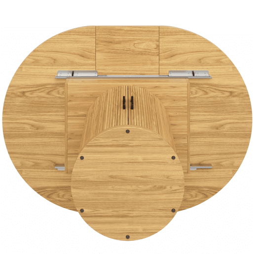 Mesa de jantar extensível - redonda a oval, 118-158 cm, para 6 pessoas - cor de madeira natural