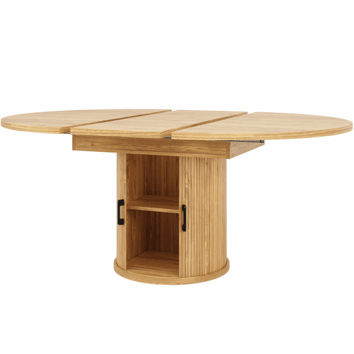 Mesa de jantar extensível - redonda a oval, 118-158 cm, para 6 pessoas - cor de madeira natural