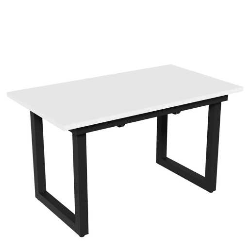 Mesa de jantar extensível L140180W80H75 - Estilo industrial, retangular, mesa de café, mesa moderna de ferro, multifuncional, MDF, Branco+Preto