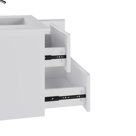 Móvel de casa de banho suspenso 91x46,5x50,5 cm - Sensor LED, 2 gavetas, lavatório cerâmico - Branco