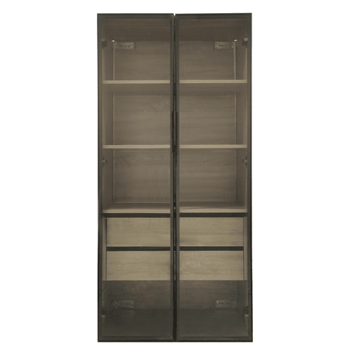 Conjunto de 2 armários de casa de banho 73 cm - Com luz, 2 gavetas grandes, 2 portas, porta de vidro - Natural