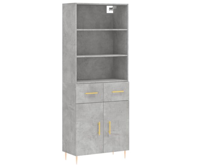 Aparador alto - mueble de almacenamiento madera contrachapada gris hormigón 69,5x34x180 cm es987