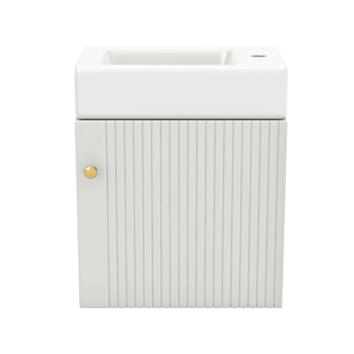 Móvel de casa de banho com lavatório e armário suspenso 46 cm - Móvel de casa de banho pequeno - Branco