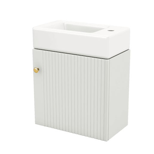 Móvel de casa de banho com lavatório e armário suspenso 46 cm - Móvel de casa de banho pequeno - Branco