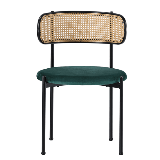 Cadeira de sala de jantar 4 unidades - Cadeira moderna com 4 pernas metálicas, cadeira de vime para sala de estar e quarto - Verde