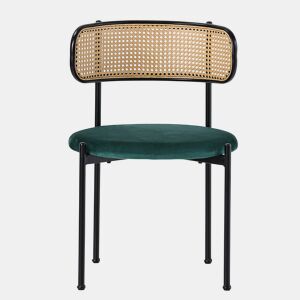 Cadeira de sala de jantar 4 unidades - Cadeira moderna com 4 pernas metálicas, cadeira de vime para sala de estar e quarto - Verde