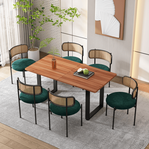 Cadeira de sala de jantar 4 unidades - Cadeira moderna com 4 pernas metálicas, cadeira de vime para sala de estar e quarto - Verde