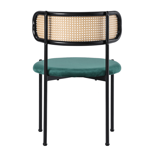 Cadeira de sala de jantar 4 unidades - Cadeira moderna com 4 pernas metálicas, cadeira de vime para sala de estar e quarto - Verde
