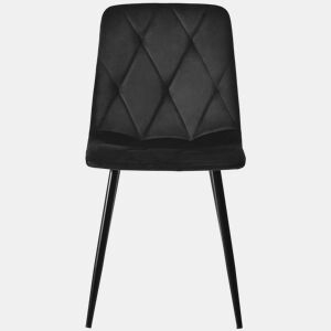Conjunto de 4 cadeiras de jantar - Polsterstuhl com encosto, veludo Twill, estrutura metálica - Preto