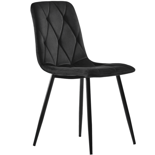 Conjunto de 4 cadeiras de jantar - Polsterstuhl com encosto, veludo Twill, estrutura metálica - Preto