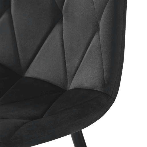 Conjunto de 4 cadeiras de jantar - Polsterstuhl com encosto, veludo Twill, estrutura metálica - Preto