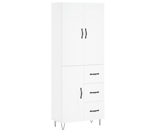 Aparador alto - mueble de almacenamiento madera contrachapada blanco 69,5x34x180 cm es673