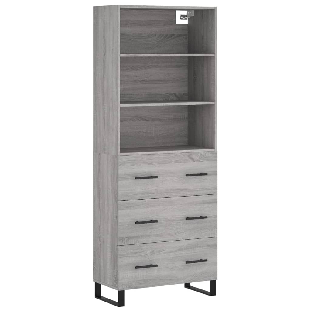 Aparador alto - Mueble de almacenamiento 69 Roble/ Gris