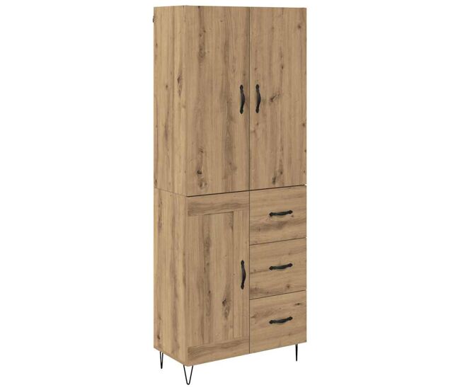 Aparador alto - mueble de almacenamiento 2 pcs roble artesanal madera tecnológica y vidrio es244
