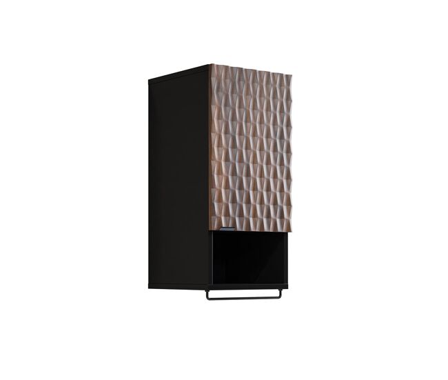Armario de pared 1 puerta nevia madera y negro