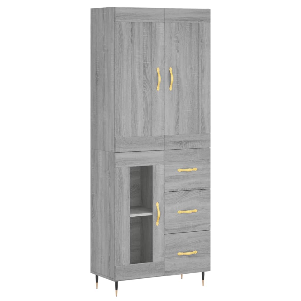 Aparador alto - Mueble de almacenamiento 69 Roble/ Gris