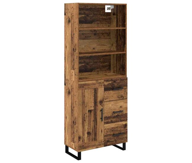 Aparador alto - mueble de almacenamiento con cajón madera vieja 69,5 x 34 x 180 cm es407