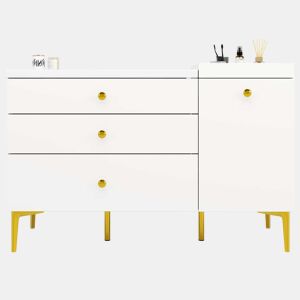 Móvel de casa de banho de 91,5 cm u2013 com lavatório em cerâmica, gavetas e armário, design moderno u2013 branco