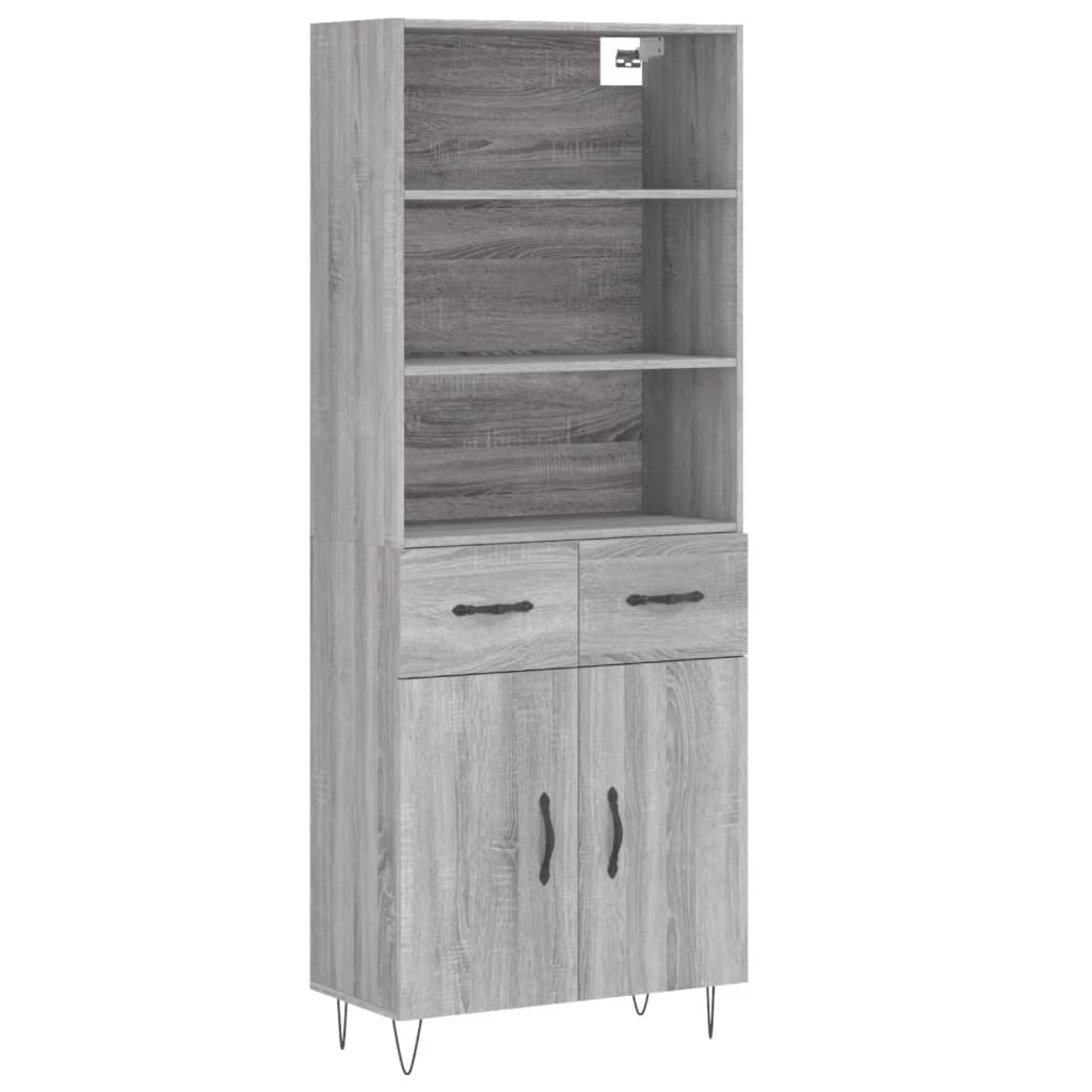 Aparador alto - Mueble de almacenamiento 69 Roble/ Gris