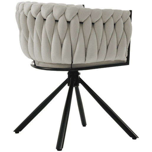 Cadeira de jantar individual - Poltrona luxuosa clara, com base de metal - Bege