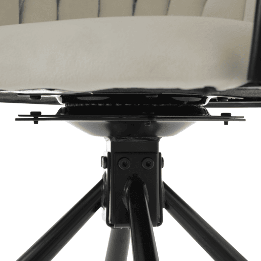 Cadeira de jantar individual - Poltrona luxuosa clara, com base de metal - Bege