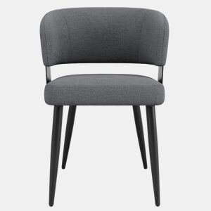 Cadeira de jantar 6 peças - Ergonómica, leve, encosto curvo - Cinza