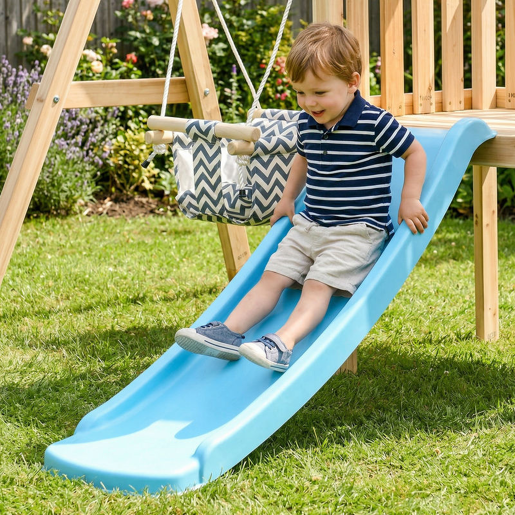 AIYAPLAY Baloiço e Escorrega Infantil Exterior Parque Infantil Exterior de Madeira com Baloiço Escorrega Volante Telescópio para Crianças de 18-48 Meses para Jardim Relvado Madeira