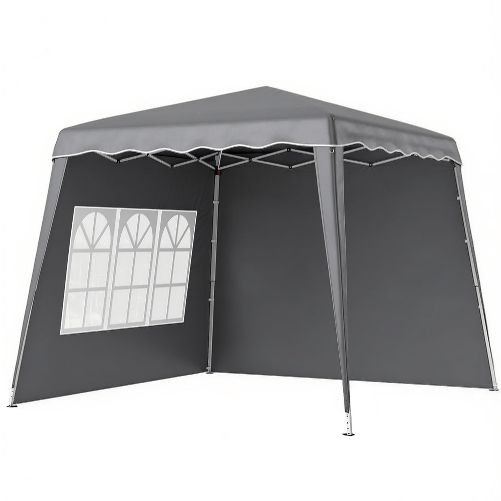Outsunny carpa plegable pop-up 3x3 m cenador pabellón de jardín con 2 paredes laterales altura ajustable y bolsa de transporte protección uv50+ impermeable gazebo para camping fiestas exterior gris