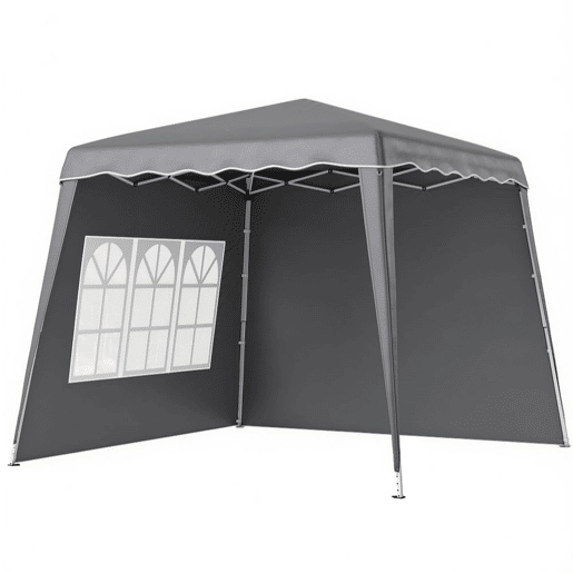Outsunny Tenda Dobrável com 2 Paredes Laterais 2,4x2,4 m Tenda de Jardim com Altura Ajustável Proteção UV50+ e Bolsa de Transporte para Exteriores Pátio Cinzenta