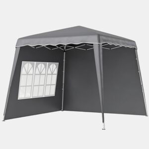 Outsunny Tenda Dobrável com 2 Paredes Laterais 2,4x2,4 m Tenda de Jardim com Altura Ajustável Proteção UV50+ e Bolsa de Transporte para Exteriores Pátio Cinzenta