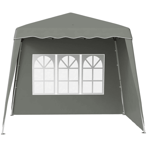 Outsunny Tenda Dobrável com 2 Paredes Laterais 2,4x2,4 m Tenda de Jardim com Altura Ajustável Proteção UV50+ e Bolsa de Transporte para Exteriores Pátio Cinzenta